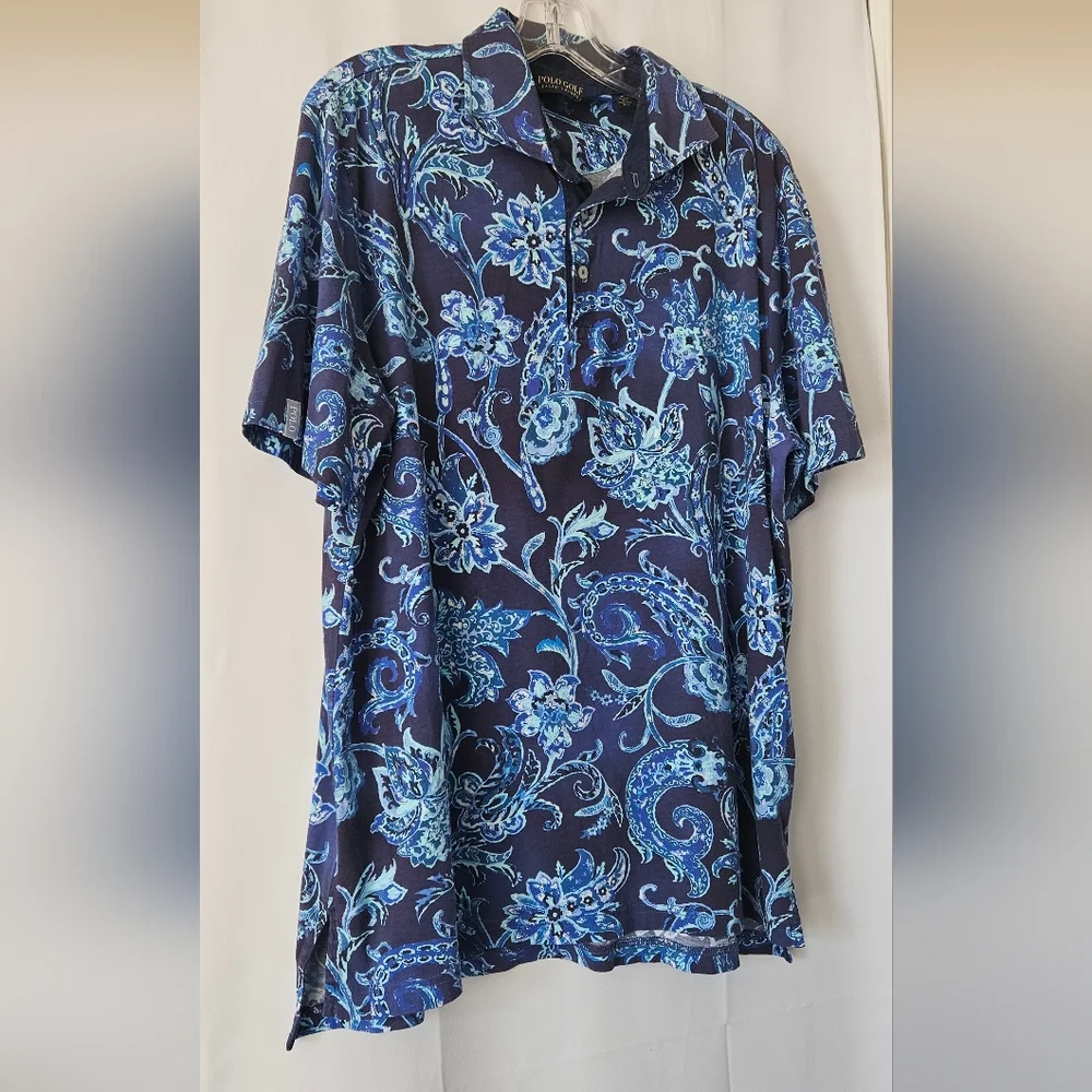 Polo‎ Ralph Lauren Golf Classic Fit Paisley Short Sleeve Polo Shirt Size Large